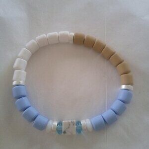 Bracelet...stretch bracelet...mini neutral color cube bead~ 7.5" inches